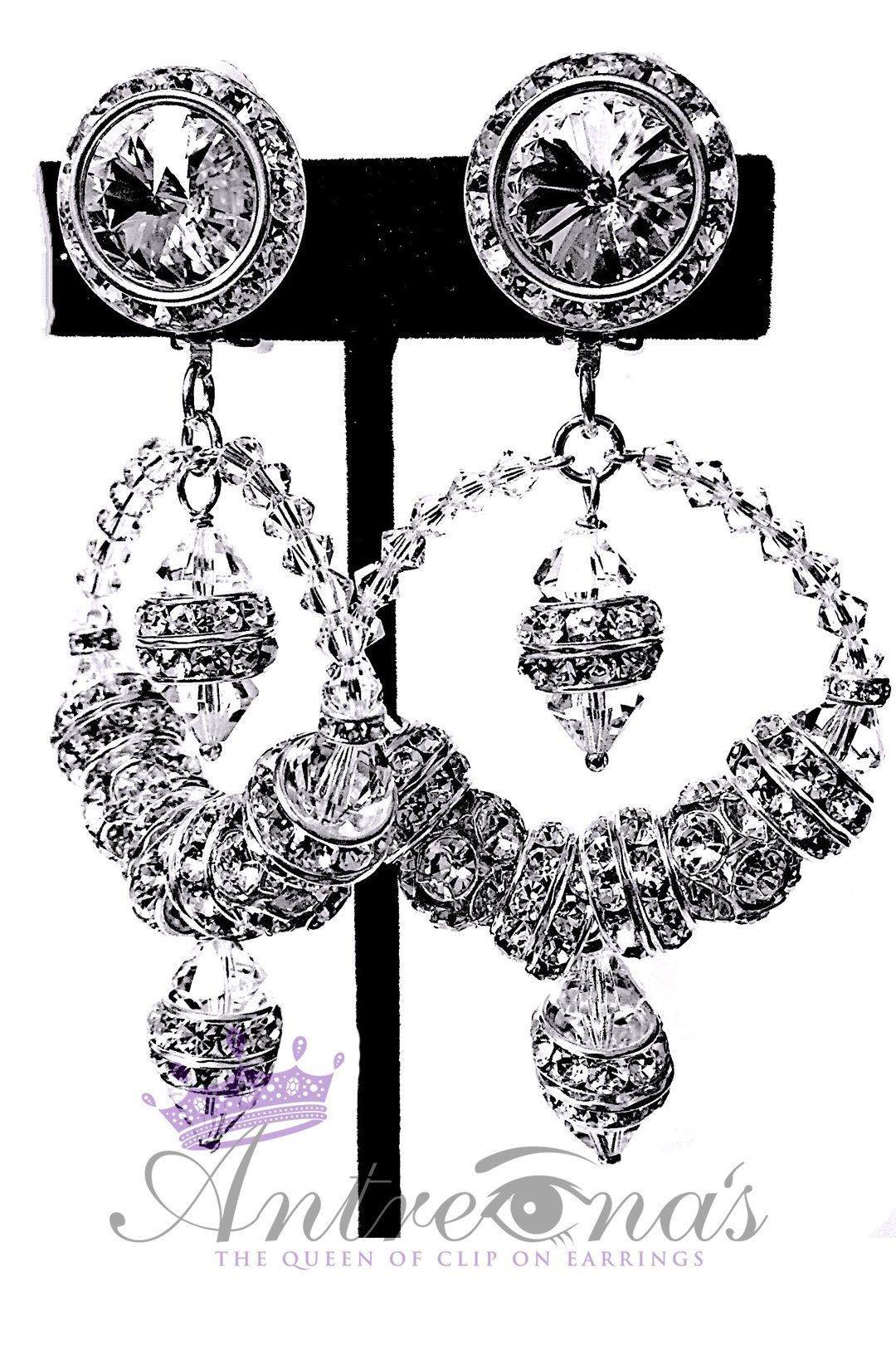 Comfortable Crystal hoop clip earrings