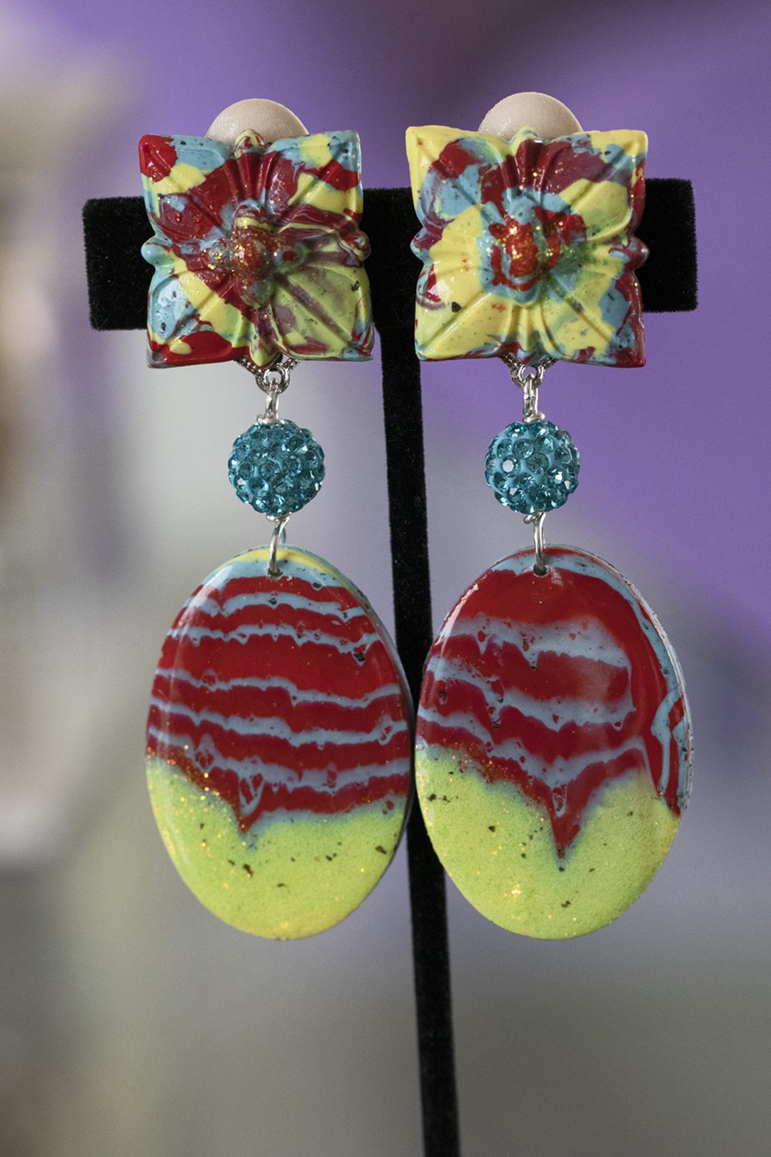 Muti colored clip earrings