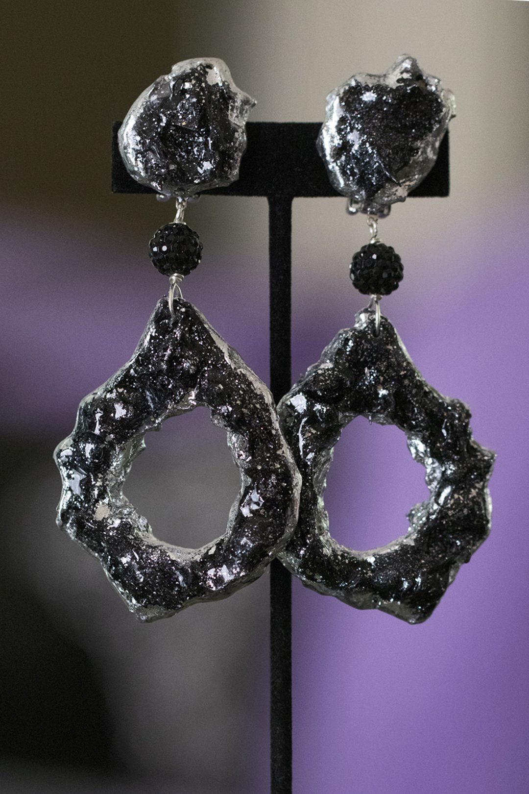 Image black clip on earrings
