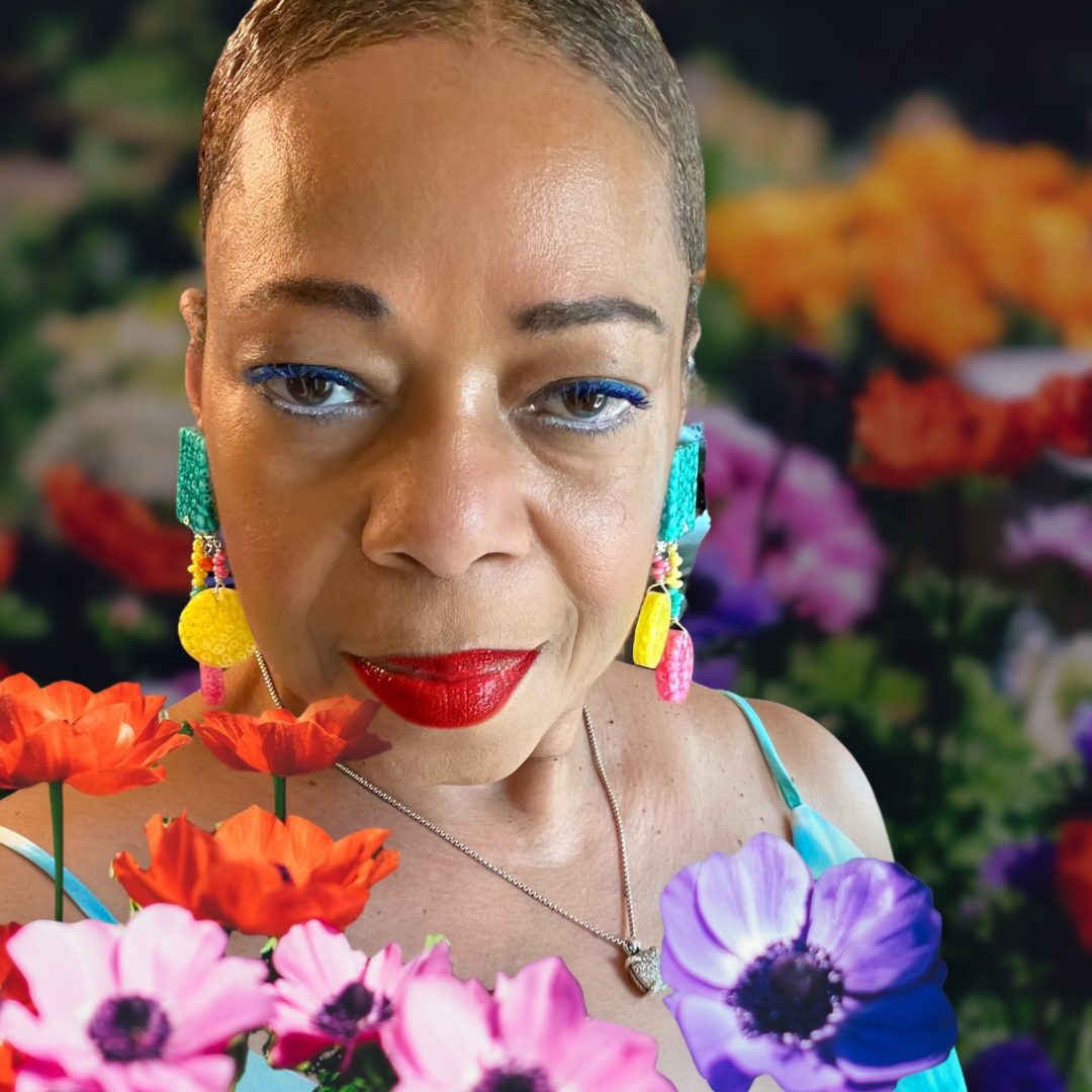 Woman wearing Colorful clip on earrings